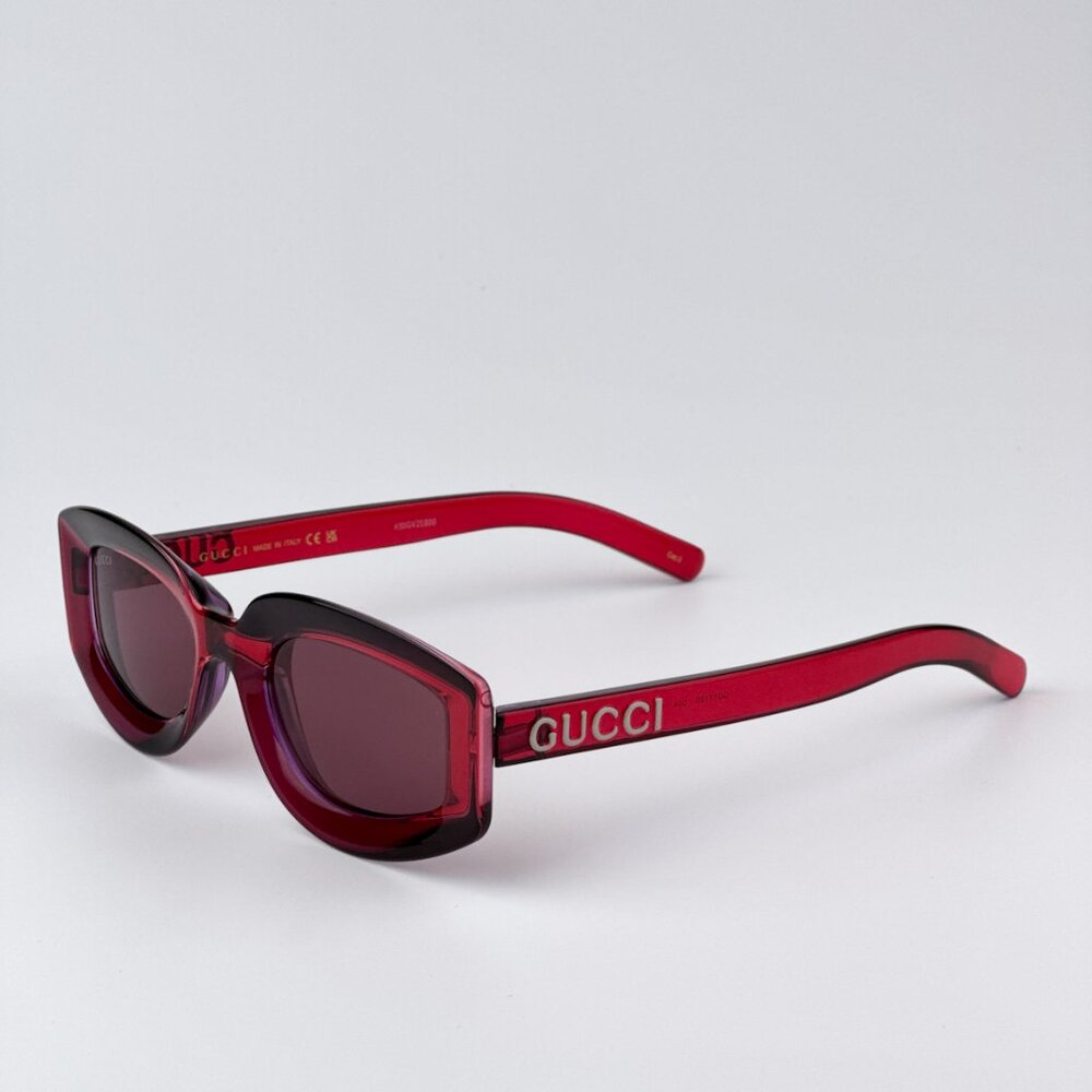 Gucci GG1719S 004 BRAND NEW Sunglasses Transparent Red Violet Women Square
